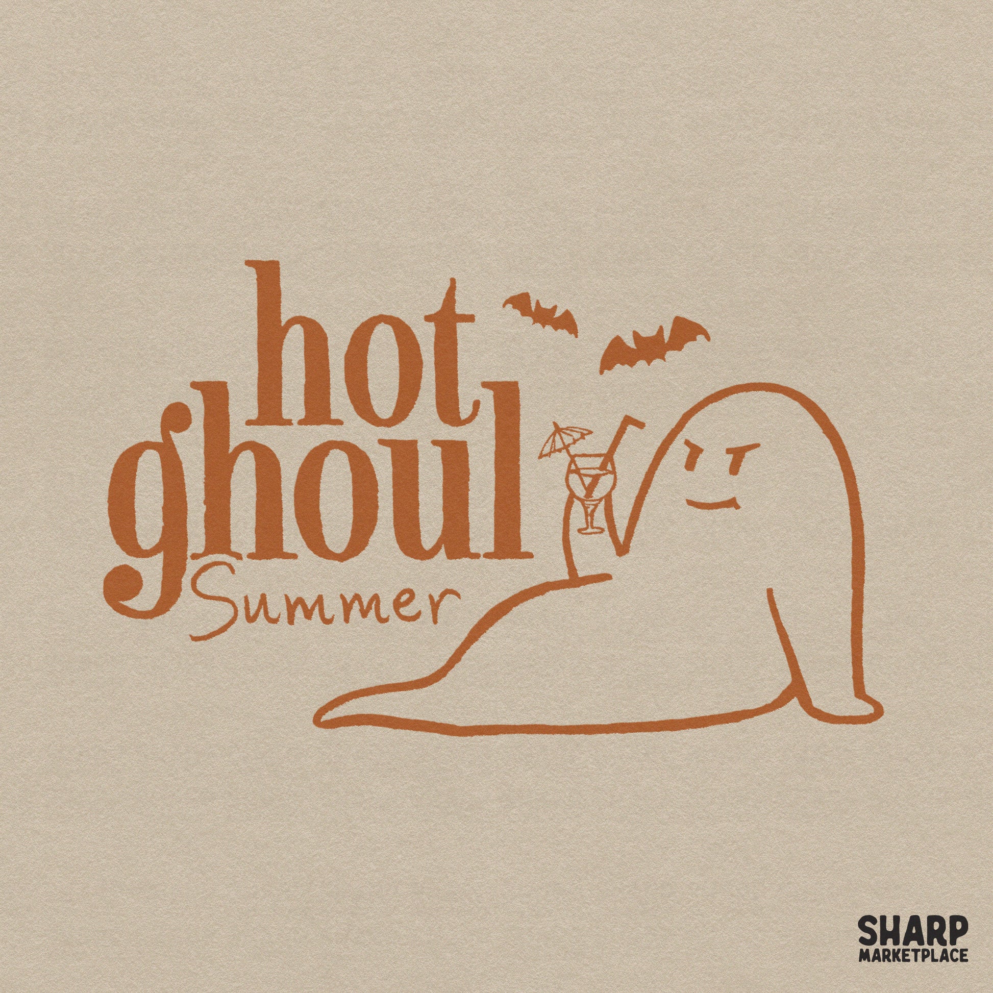Hot ghoul summer relaxing ghost with cocktail PNG for trendy Halloween girls trip shirts and spooky beach sublimation