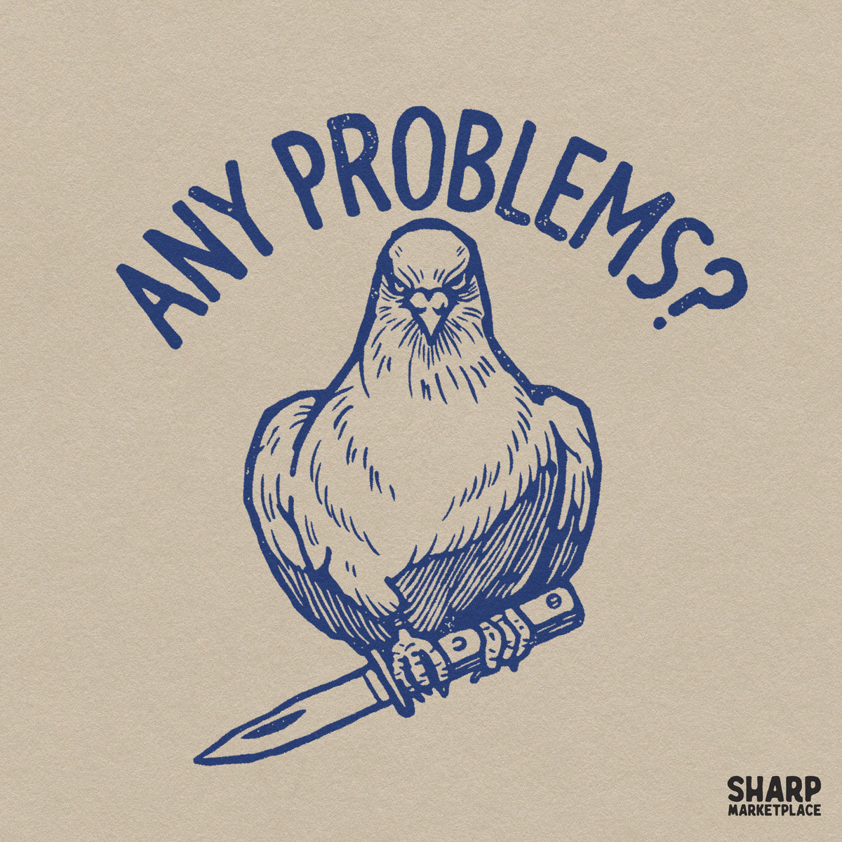 Sarcastic pigeon holding a knife funny PNG design for t-shirts and Halloween apparel
