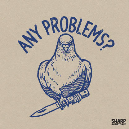 Sarcastic pigeon holding a knife funny PNG design for t-shirts and Halloween apparel