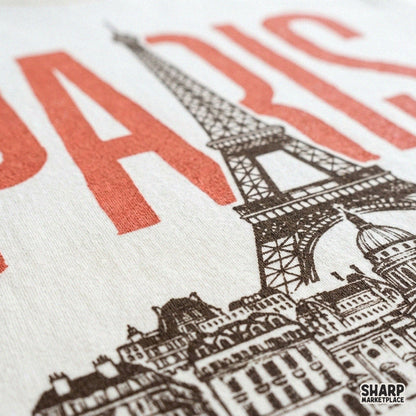 Hand drawn Paris skyline and Eiffel Tower retro coquette PNG illustration for romantic travel lovers and girls trips