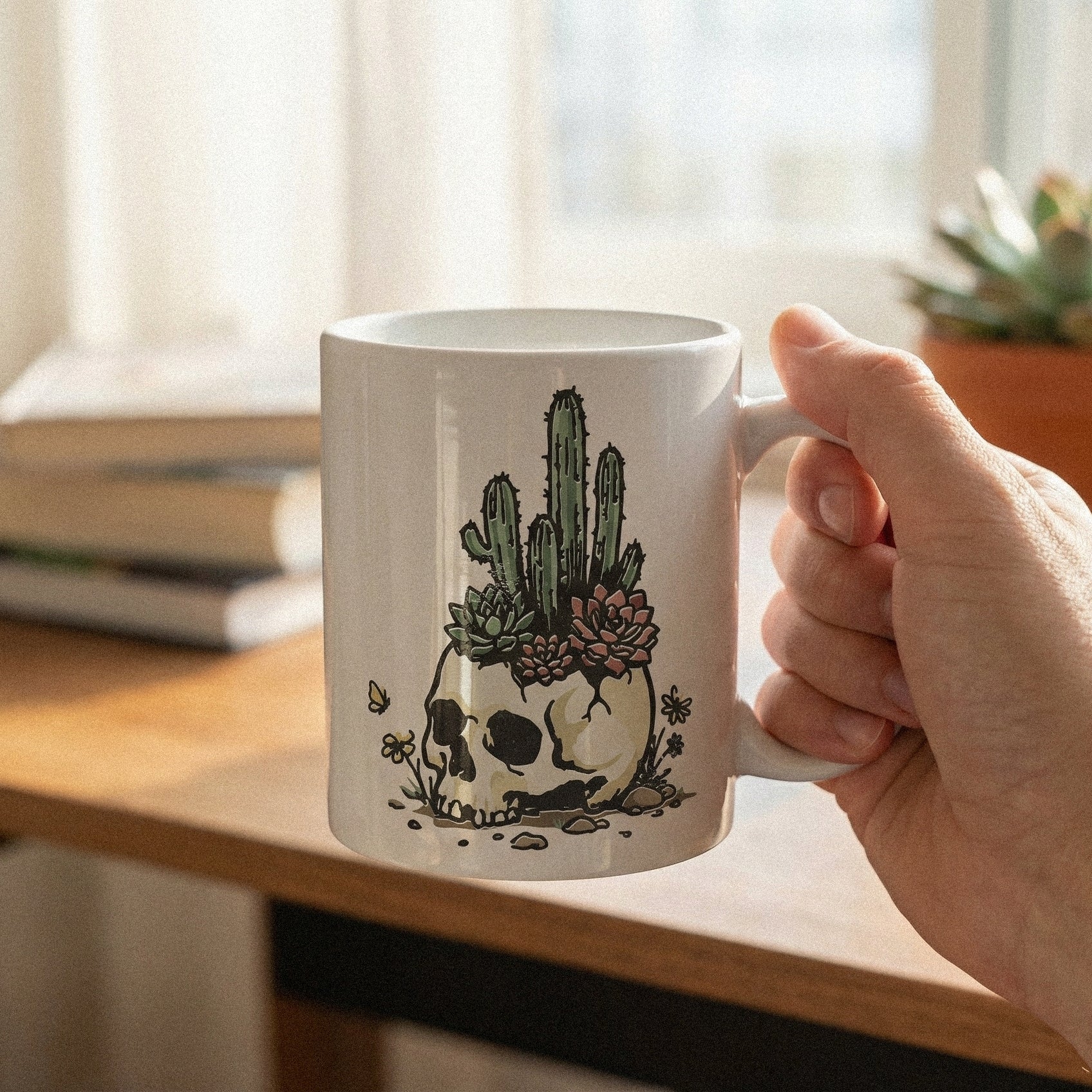 Desert Skull PNG, Succulent Cactus Clipart - 300 DPI Design for T-Shirt