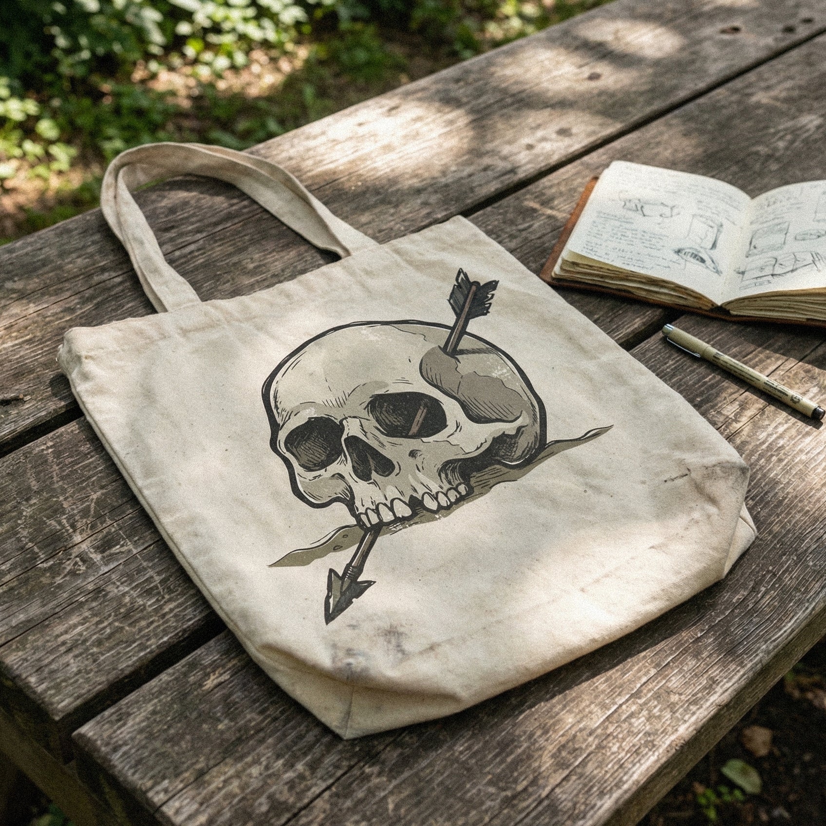 Skull PNG With Arrow, Vintage Tattoo Style T-Shirt PNG - 300 DPI Design