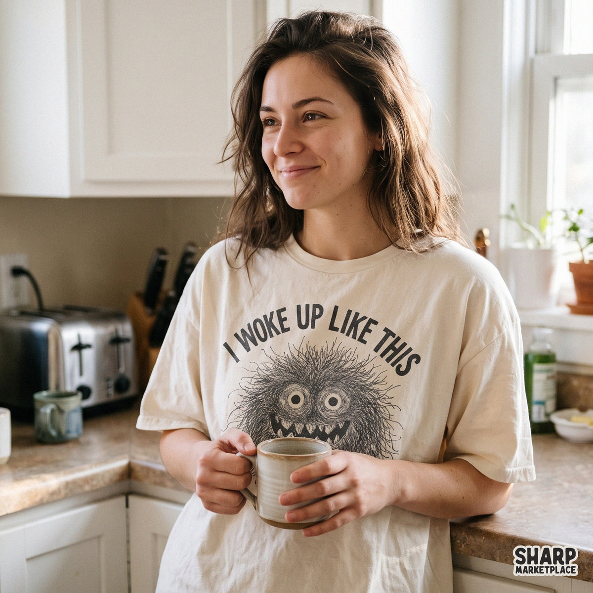 I Woke Up Like This PNG, Funny Crazy Eyes Monster Shirt