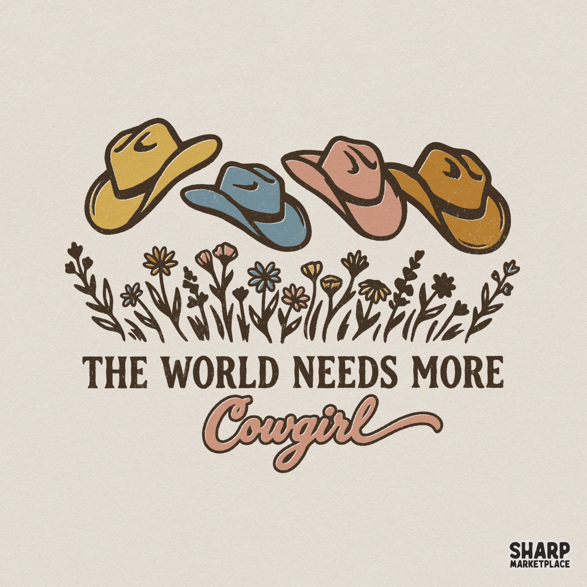The World Needs More Cowgirl PNG, Western Hat Floral Shirt Design - 300