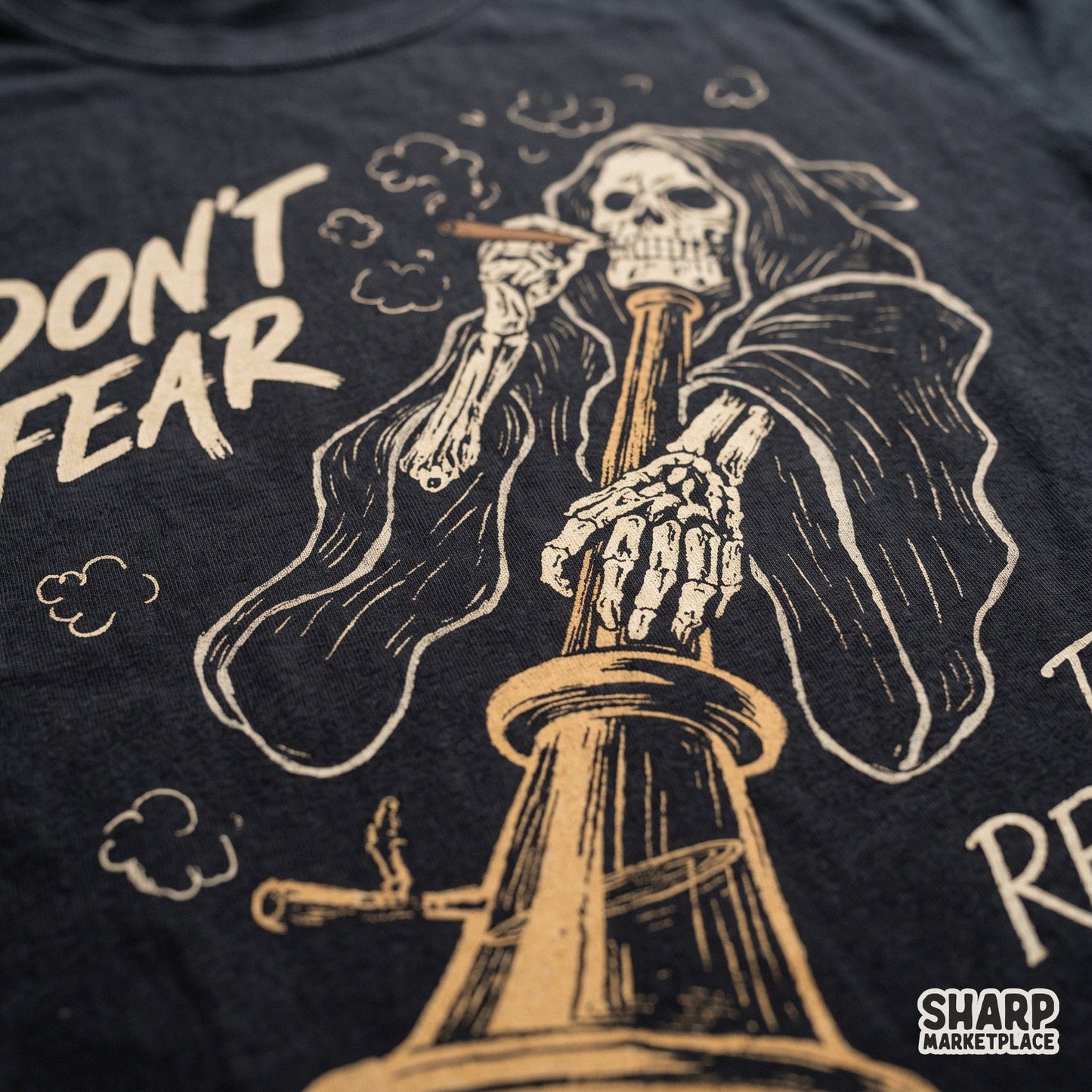 Grim Reaper smoking weed bong design for 420 friendly apparel and Halloween spooky season digital PNG sublimation projects