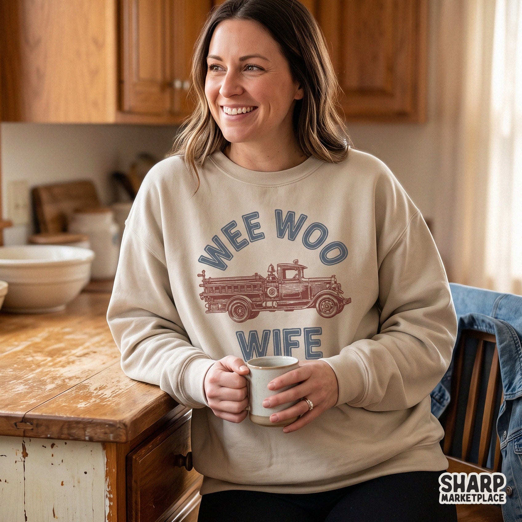 Retro firefighter wife design for t-shirts and sublimation, funny first responder graphic tumbler png