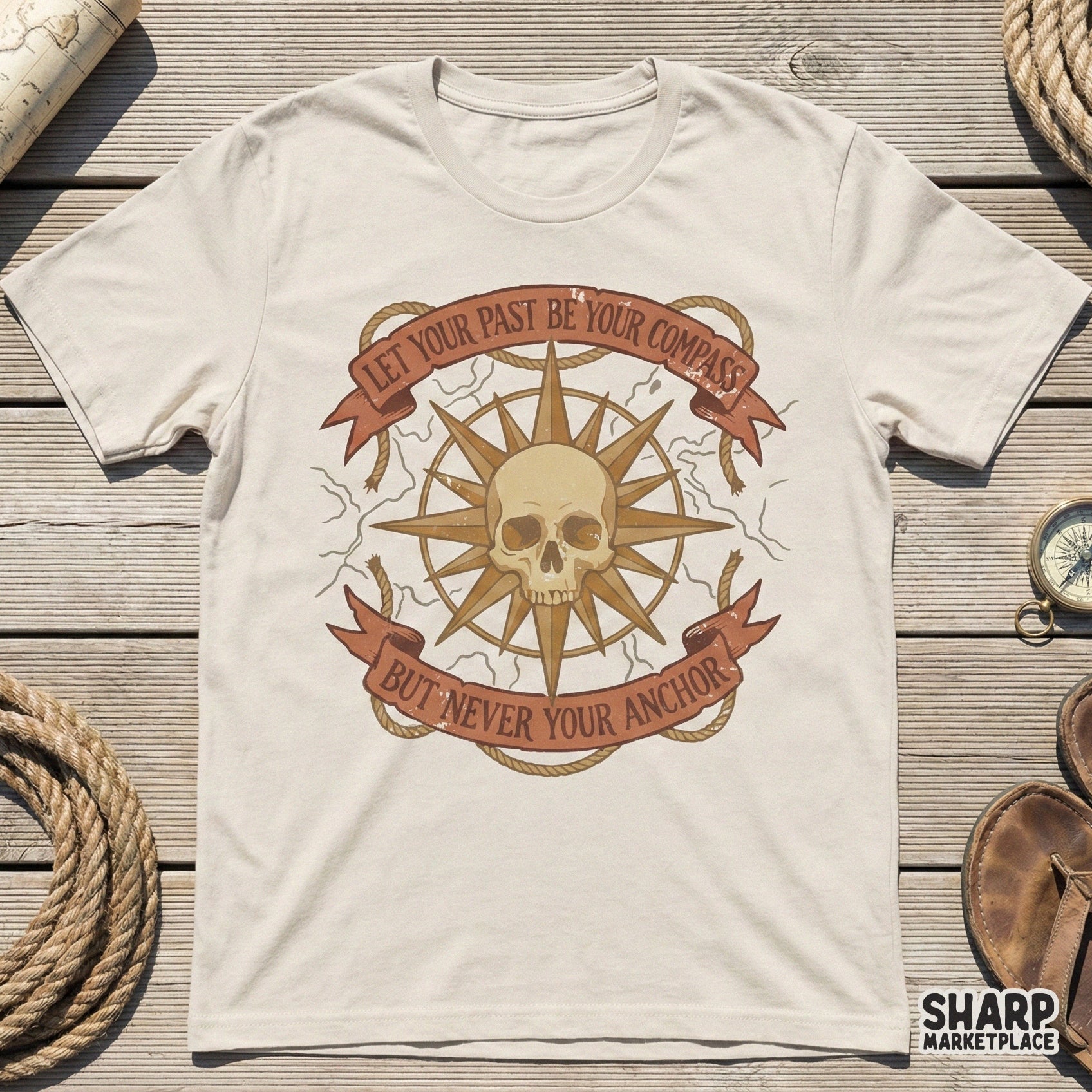 Let Your Past Be Your Compass PNG, Skull Nautical Design - 300 DPI Design