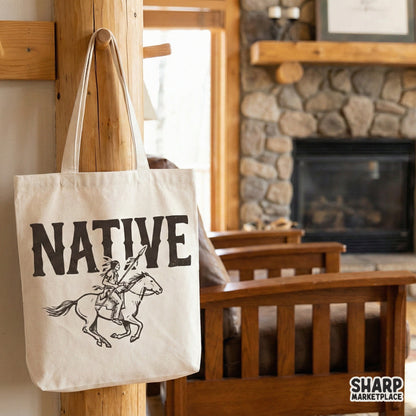 Native PNG Design, Vintage Indigenous Horse Rider Graphic - 300 DPI