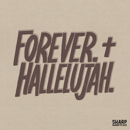 Forever Hallelujah retro groovy Christian PNG for trendy religious worship t-shirts and faith-based apparel designs