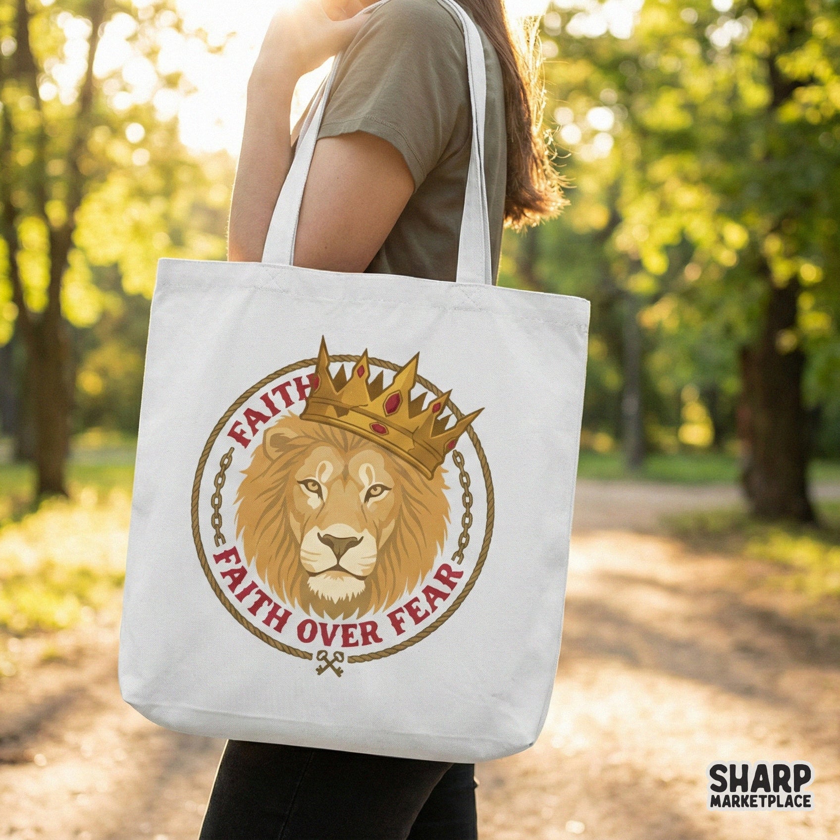 Faith Over Fear PNG, Lion Crown Christian Design - 300 DPI Design for