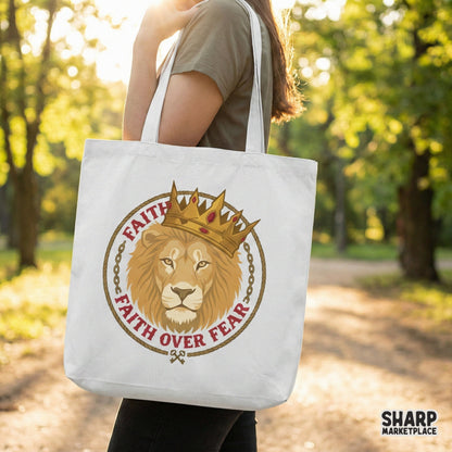 Faith Over Fear PNG, Lion Crown Christian Design - 300 DPI Design for