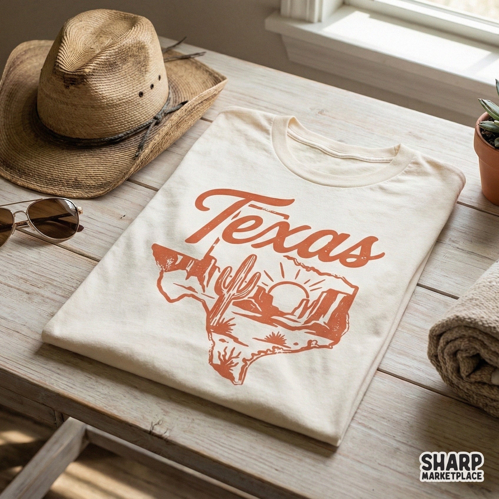 Texas PNG Design, Retro Western Desert Graphic - 300 DPI Design for T-Shirt