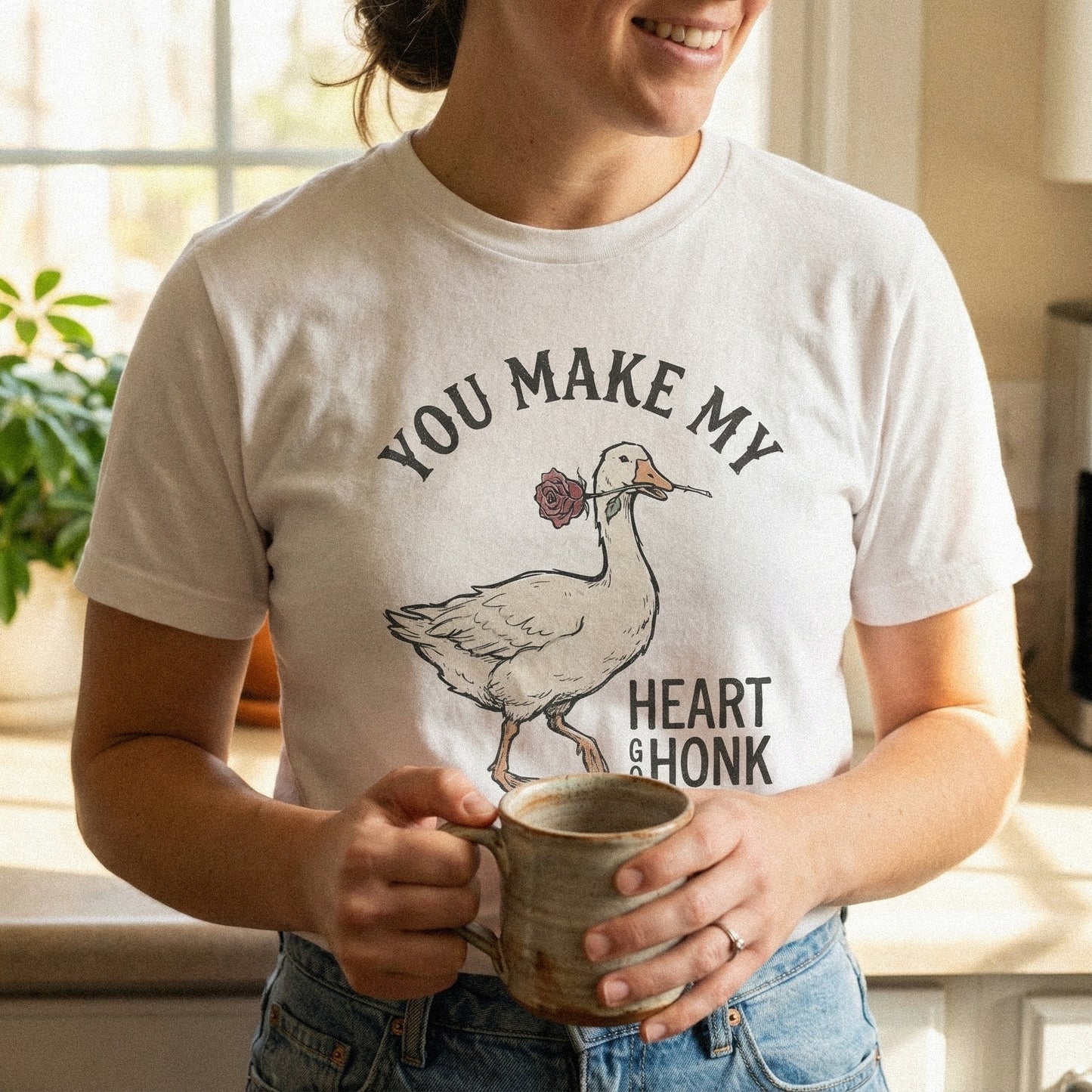 You Make My Heart Go Honk PNG, Funny Goose Valentine Digital Download -