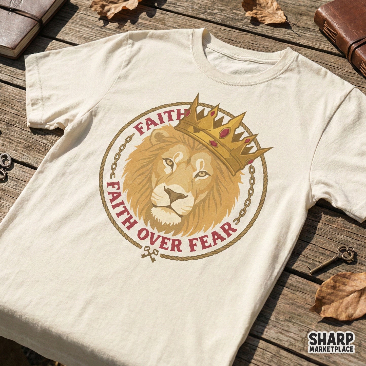 Faith Over Fear PNG, Lion Crown Christian Design - 300 DPI Design for