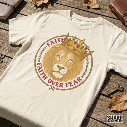 Faith Over Fear PNG, Lion Crown Christian Design - 300 DPI Design for