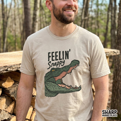 Vintage alligator crocodile jaw sublimation print with funny animal humor for a reptile vibe t-shirt design