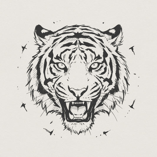 Roaring Tiger PNG, Wild Animal Art - 300 DPI Design for T-Shirt
