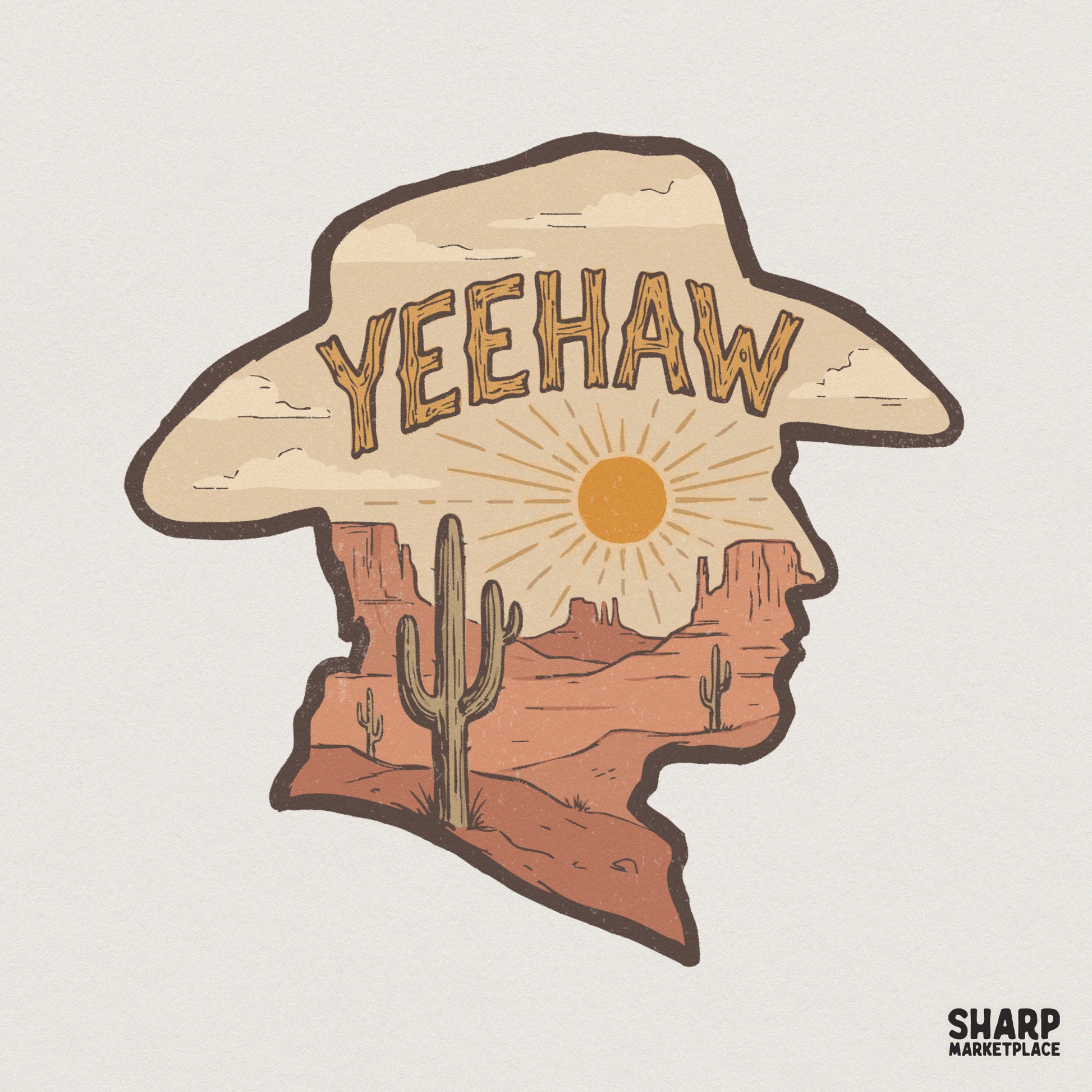 Yeehaw PNG, Western Desert Art - 300 DPI Design for T-Shirt
