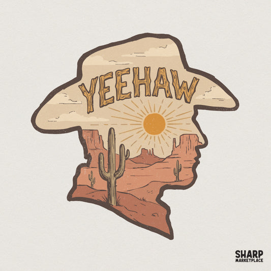 Yeehaw PNG, Western Desert Art - 300 DPI Design for T-Shirt