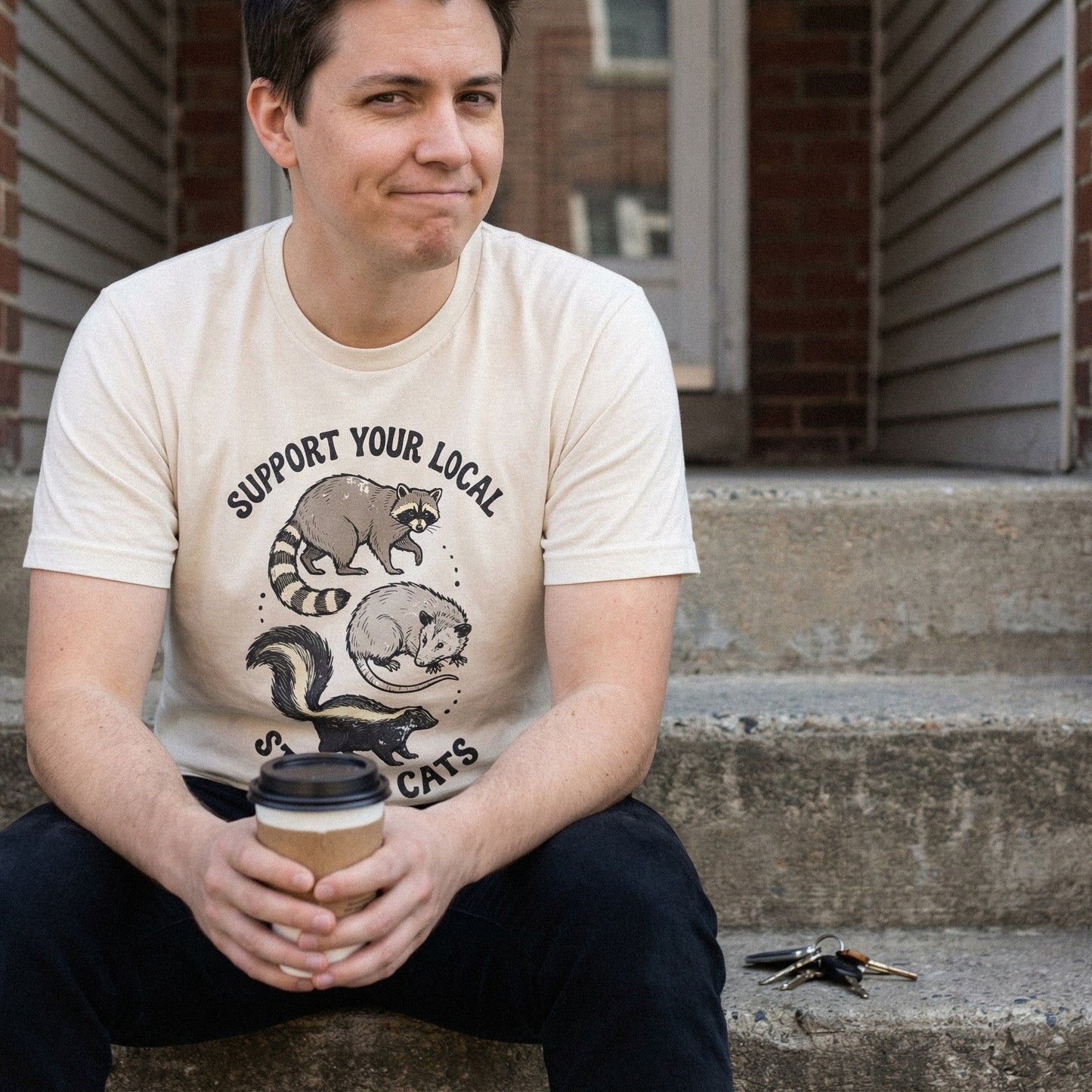 Support Your Local Street Cats PNG, Raccoon Skunk Opossum Shirt - 300 DPI