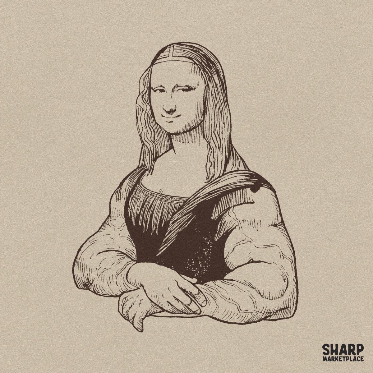Muscular Mona Lisa Bodybuilder Portrait Art, Funny Gym