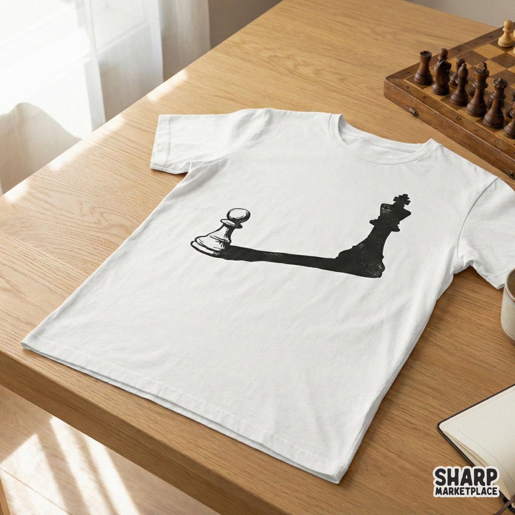 Chess Pawn with King Shadow PNG, Motivational Chess Shirt Design - 300