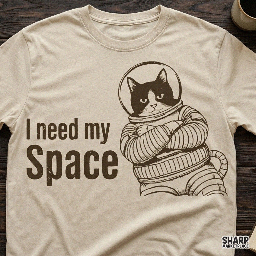 I Need My Space Trendy PNG Shirt PNG, Funny Astronaut Cat