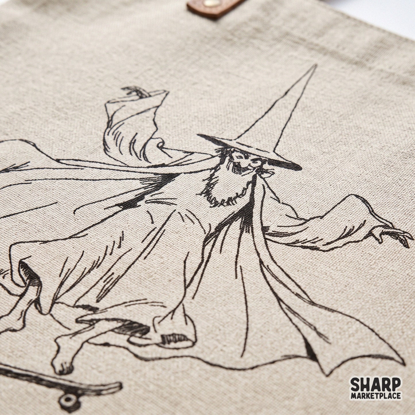 Retro streetwear png graphic featuring a funny skating wizard sketch doing a kickflip for trendy skater shirt designs