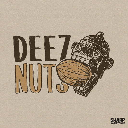 Funny retro nutcracker head biting a walnut on a sarcastic Christmas holiday pun shirt design digital PNG graphic