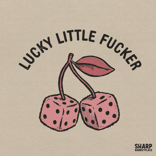 Retro lucky little fucker dice cherries PNG design for funny dark humor t-shirts and stickers