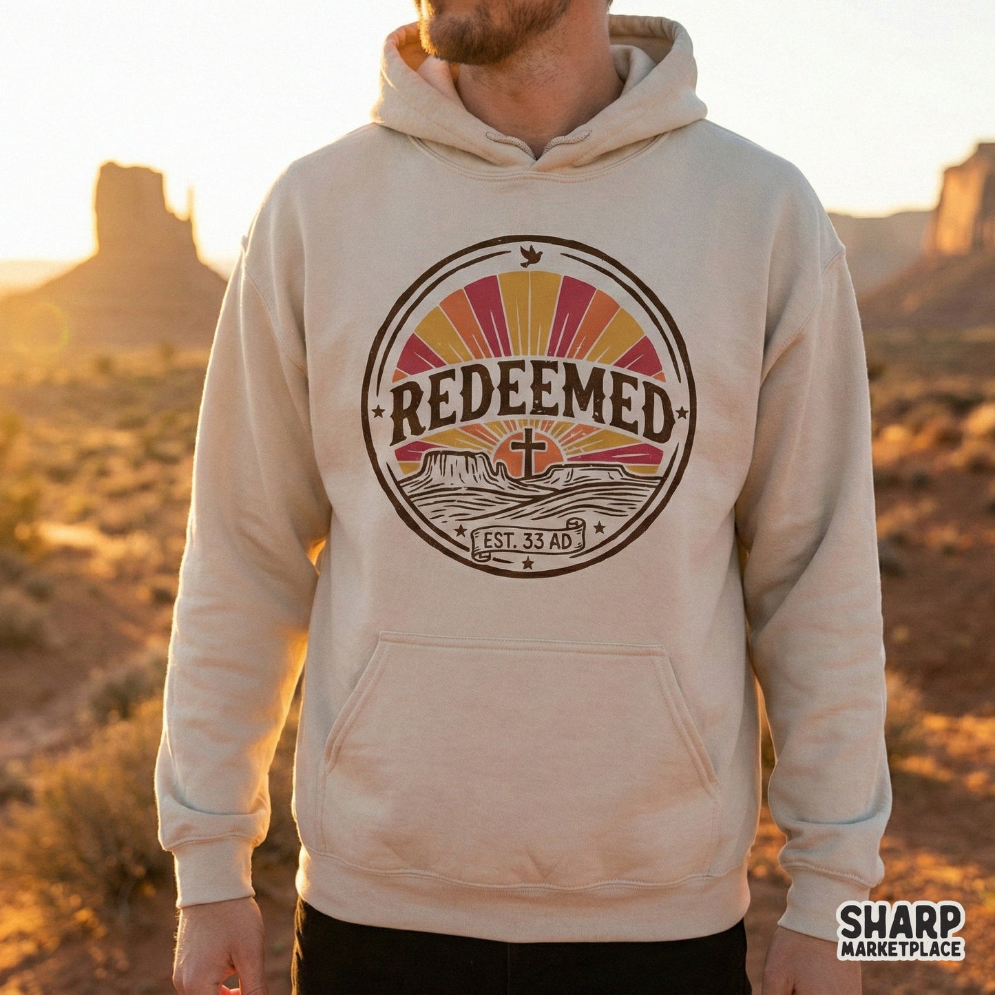 Redeemed PNG Design, Retro Christian Shirt Graphic - 300 DPI Design for