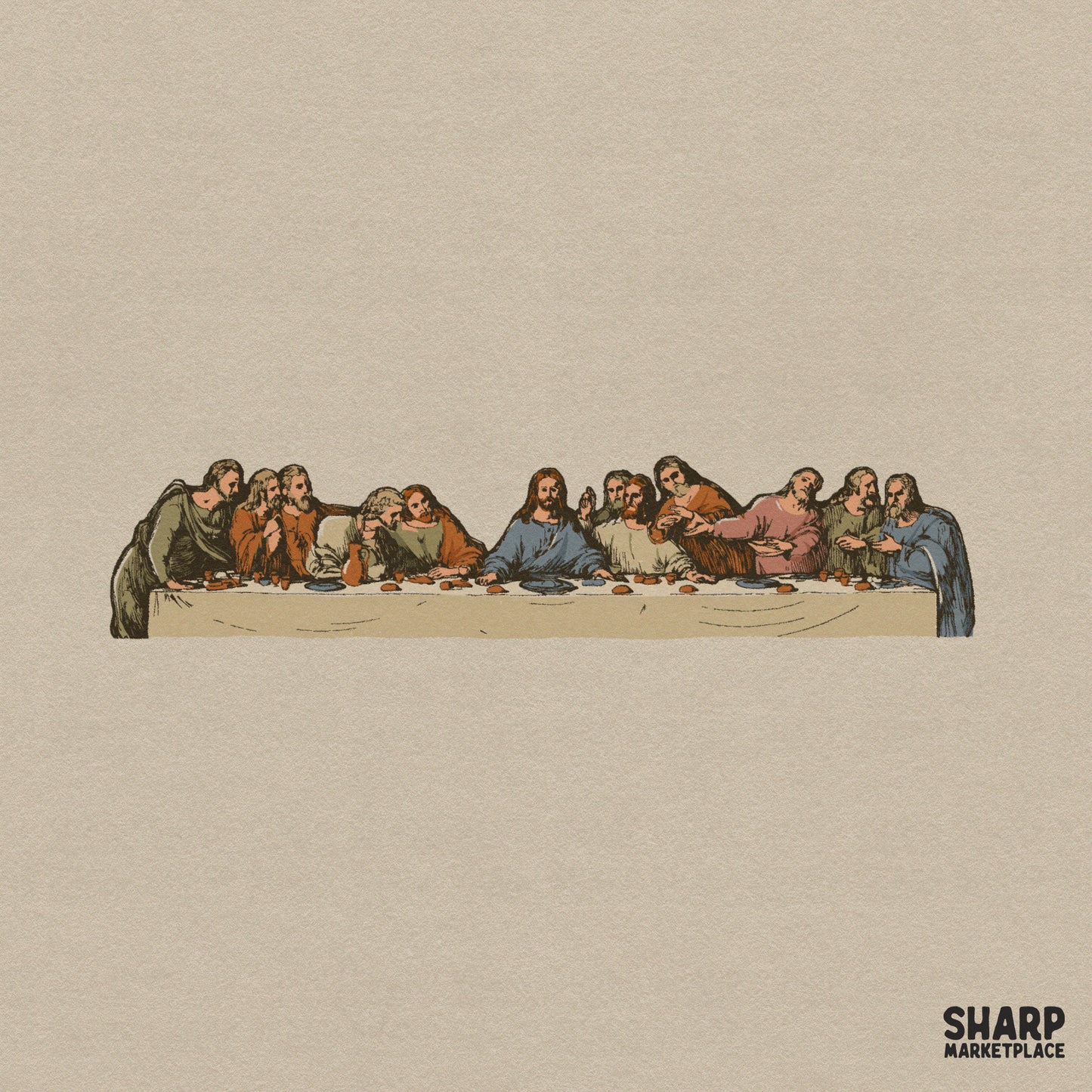 Classic Last Supper painting clipart for Christian Jesus sublimation designs and religious Easter Bible faith graphics