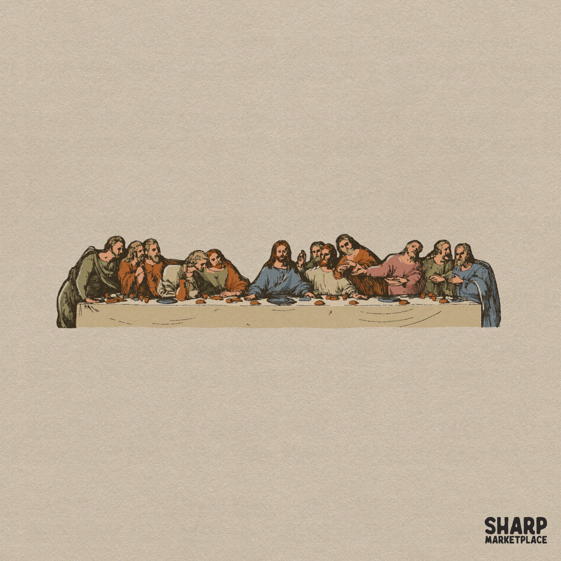 Classic Last Supper painting clipart for Christian Jesus sublimation designs and religious Easter Bible faith graphics