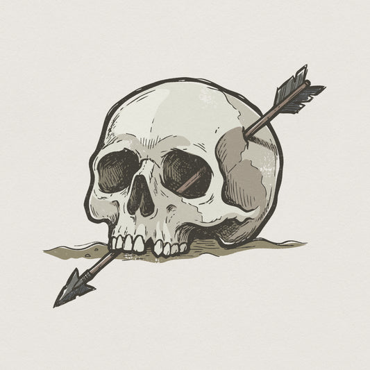 Skull PNG With Arrow, Vintage Tattoo Style T-Shirt PNG - 300 DPI Design