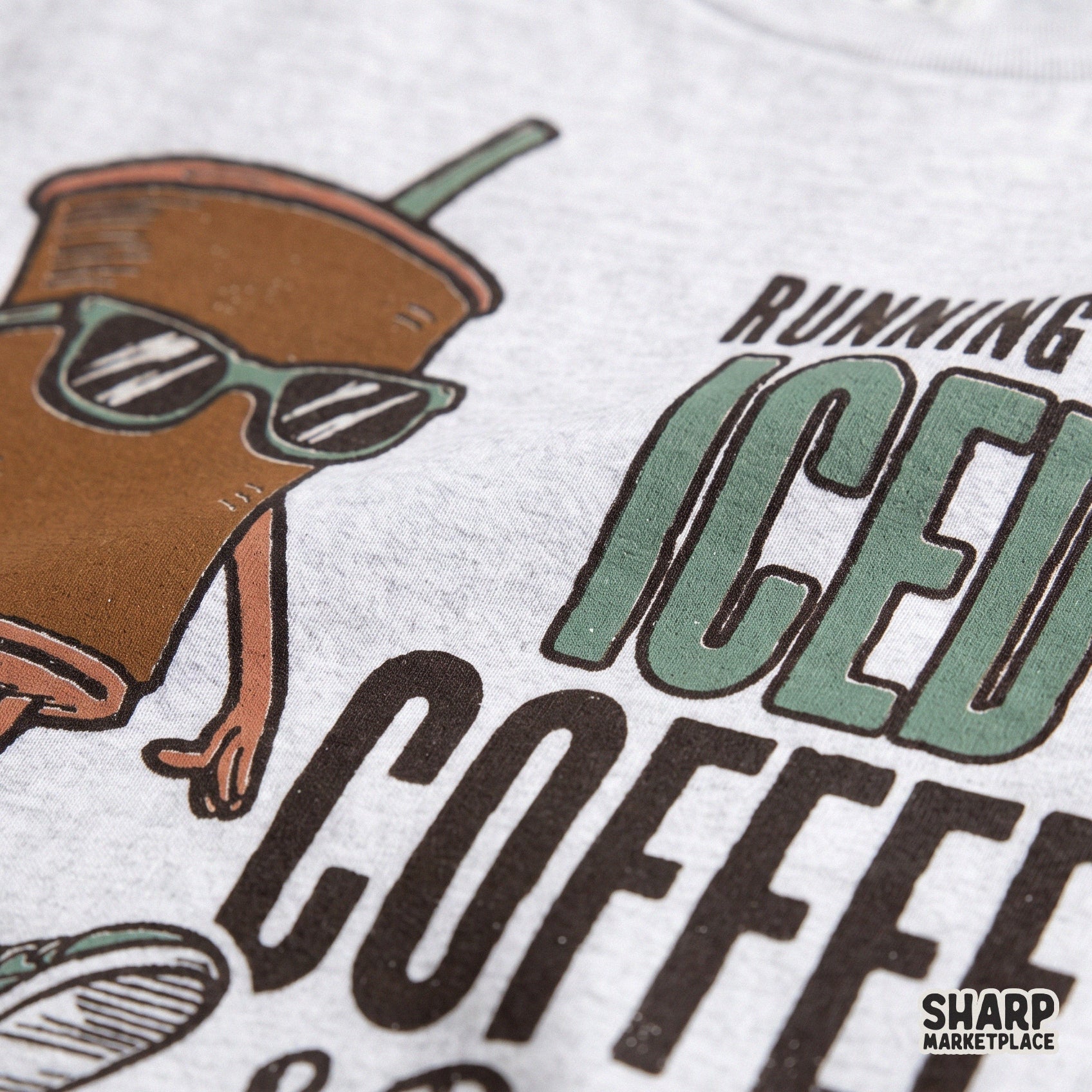 Trendy retro walking cup graphic with a funny iced coffee and delusion quote for sarcastic shirts and stickers