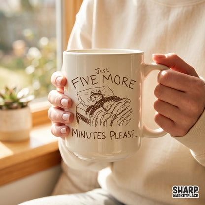 Monochromatic brown sketch of a cat resting under a blanket with playful typography, designed for DTF printing, tumblers, and sarcastic loungewear.