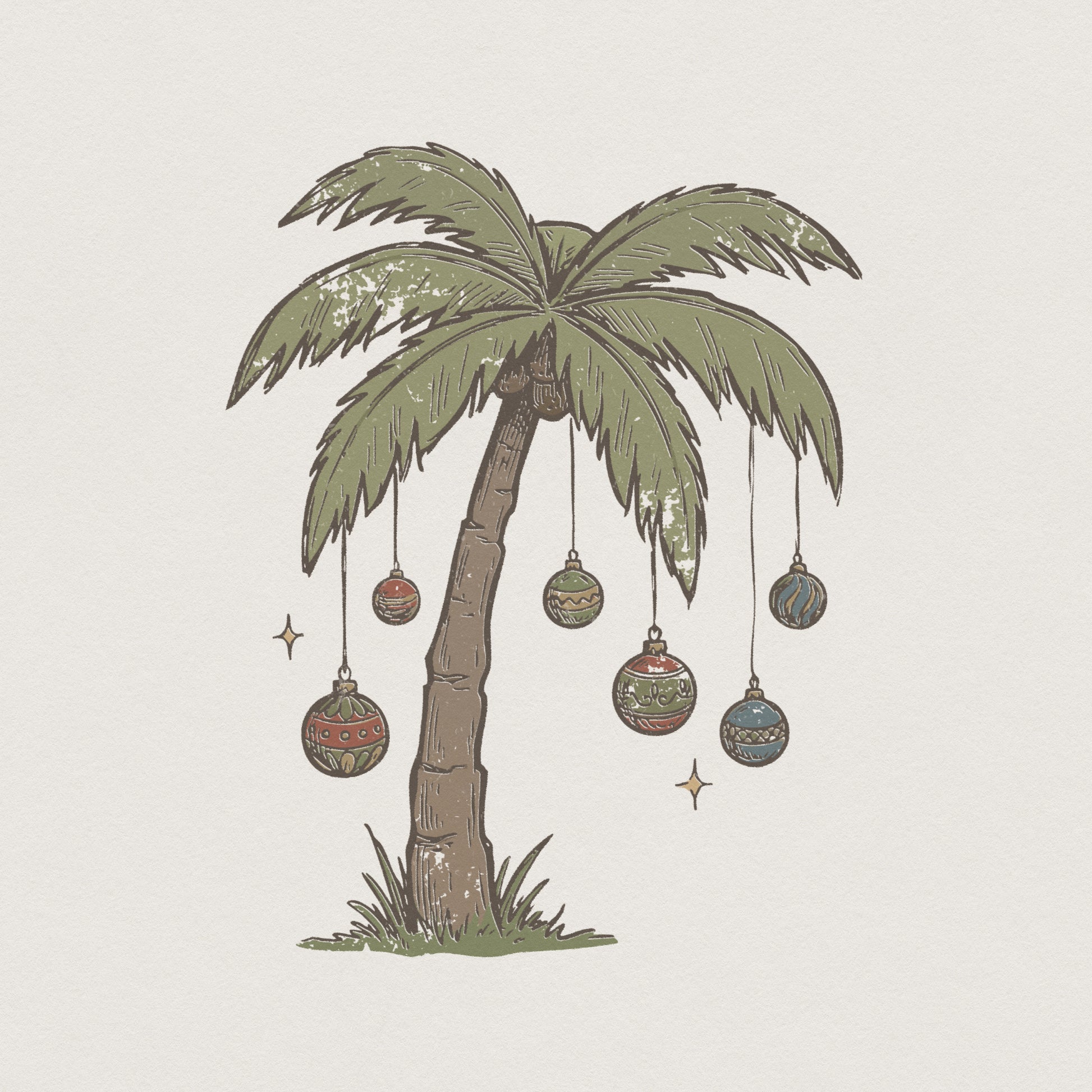 Palm Tree Christmas PNG, Holiday Beach Ornament Design - 300 DPI Design