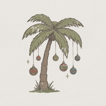 Palm Tree Christmas PNG, Holiday Beach Ornament Design - 300 DPI Design
