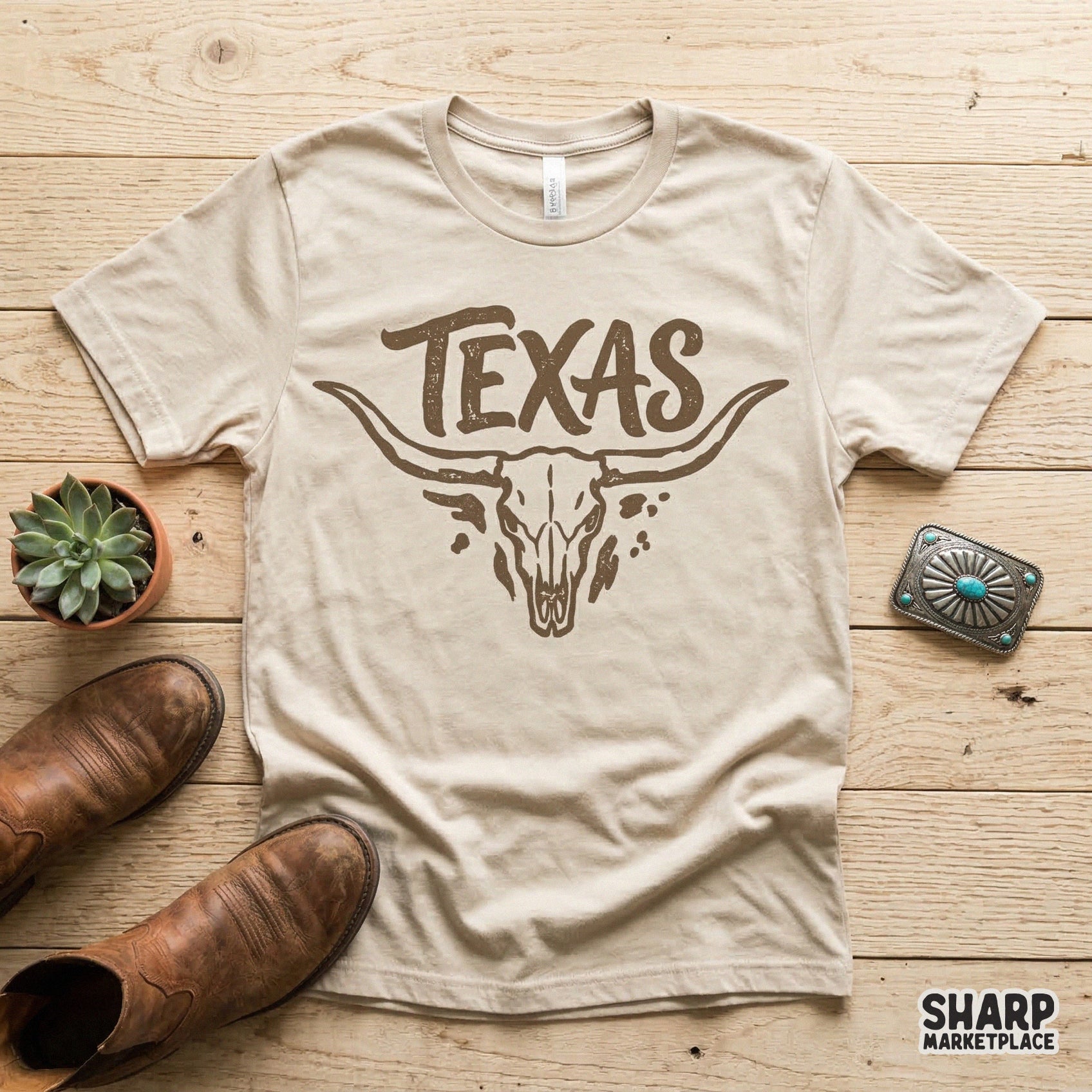Texas Longhorn PNG, Western Vintage Texas Design - 300 DPI Design for