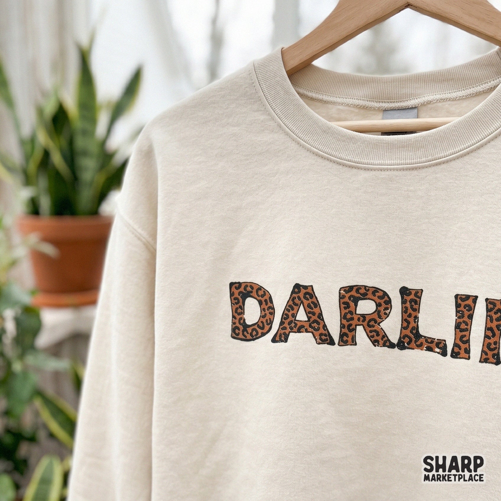 Bold Darlin word design with a stylish leopard print pattern, suitable for DIY apparel, print on demand projects, and western themed gifts.