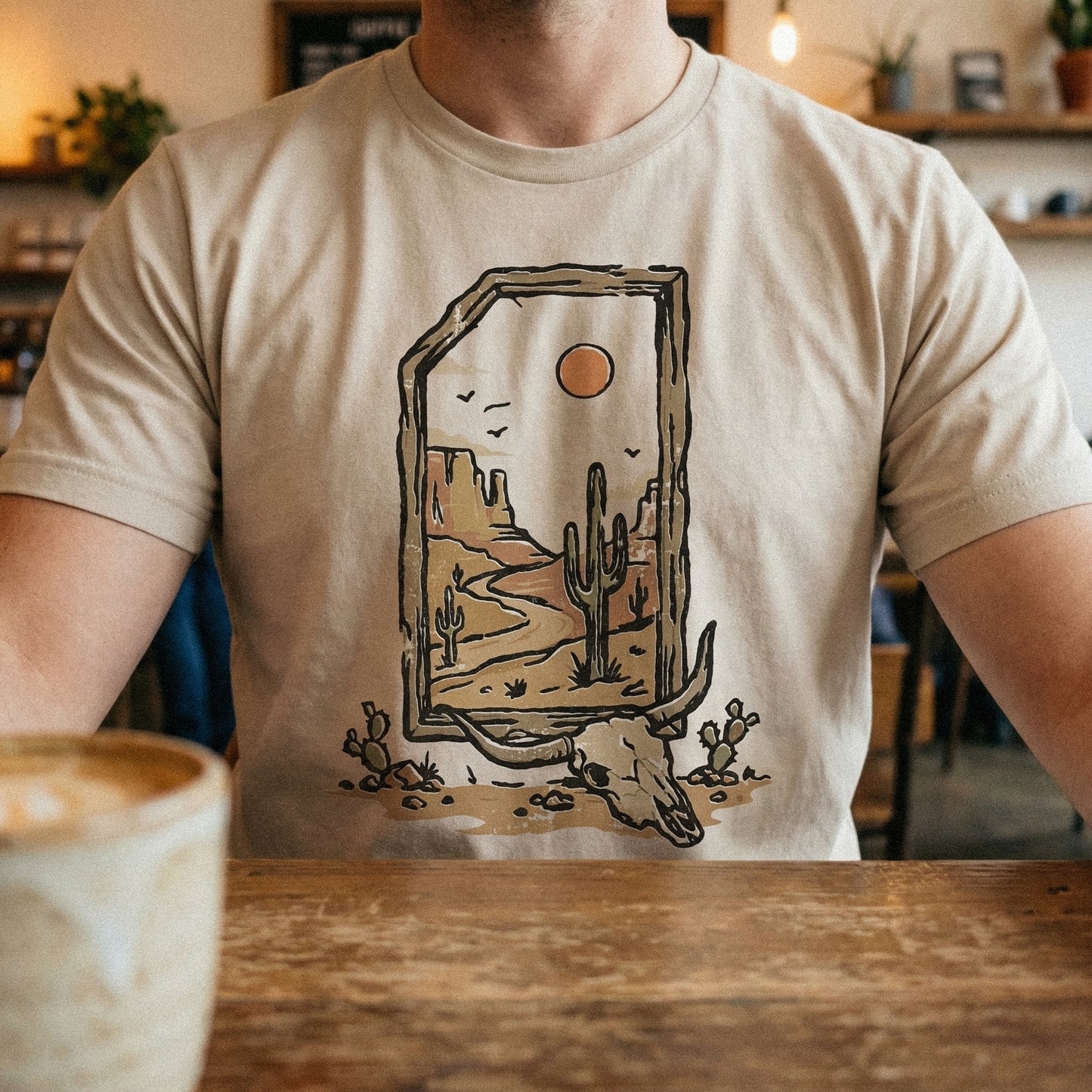 Desert Skull PNG, Southwest Landscape Art - 300 DPI Design for T-Shirt