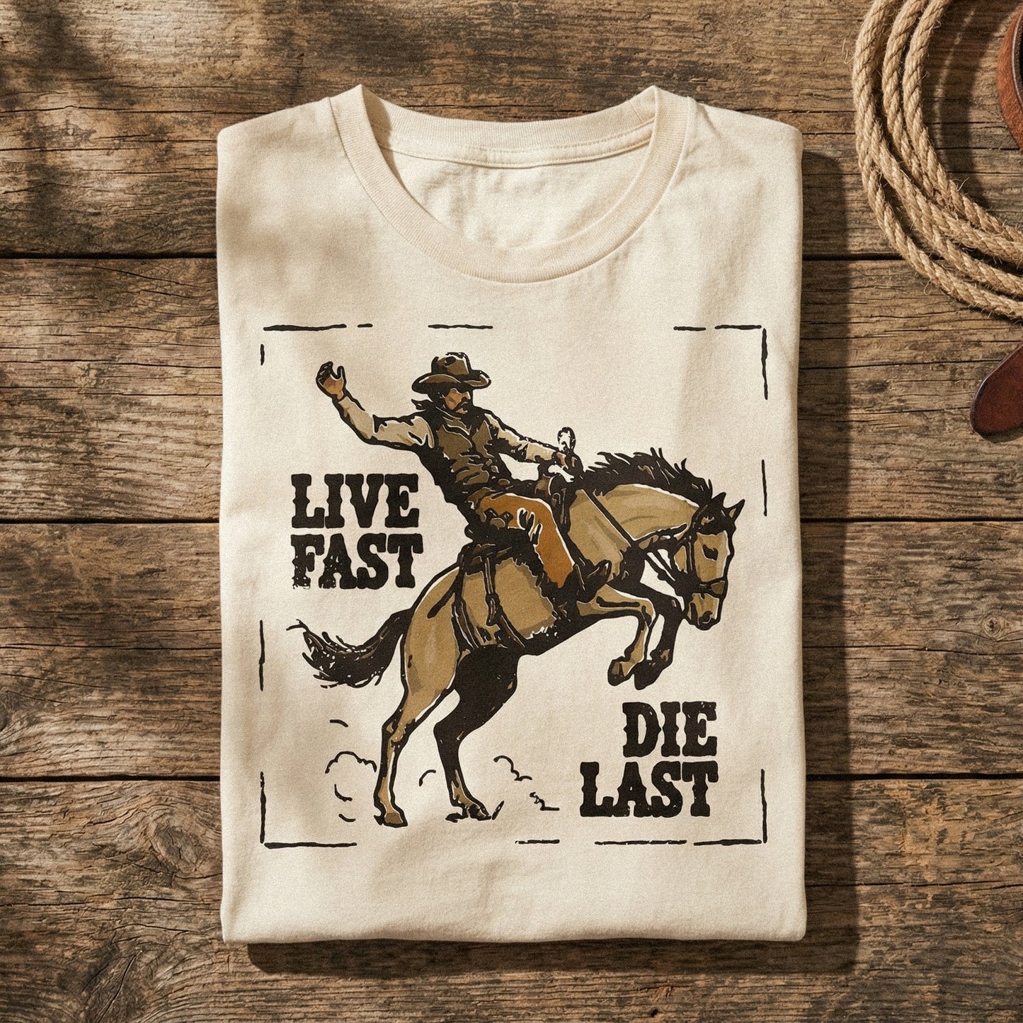 Live Fast Die Last PNG, Cowboy Western Shirt - 300 DPI Design for T-Shirt