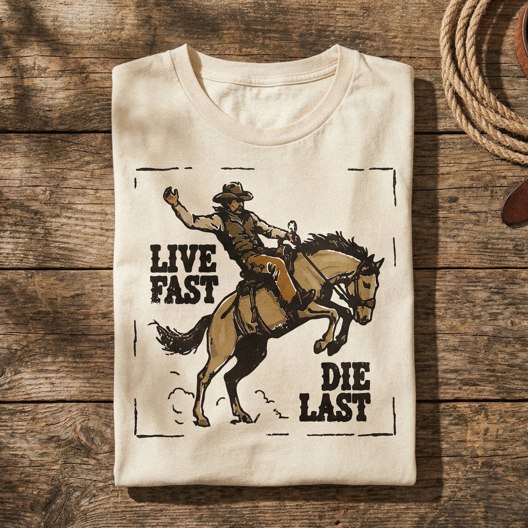 Live Fast Die Last PNG, Cowboy Western Shirt - 300 DPI Design for T-Shirt