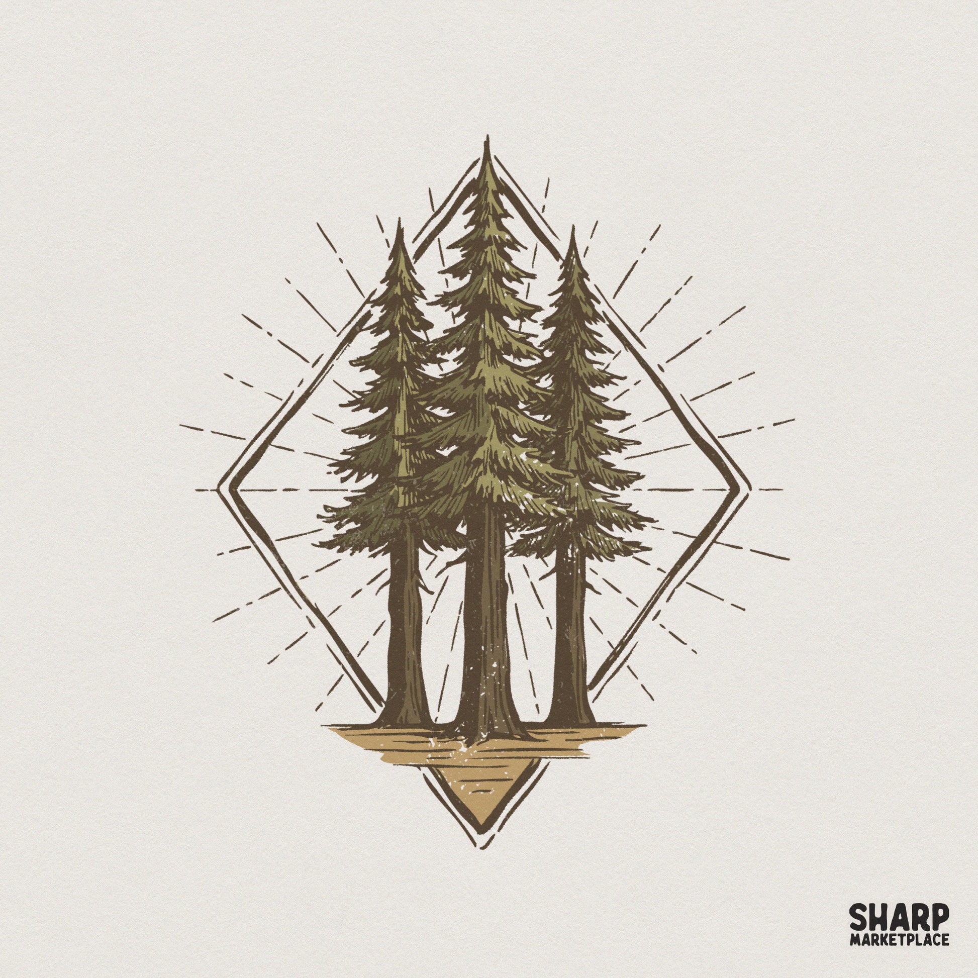 Pine Tree Forest PNG, Nature Clipart - 300 DPI Design for T-Shirt