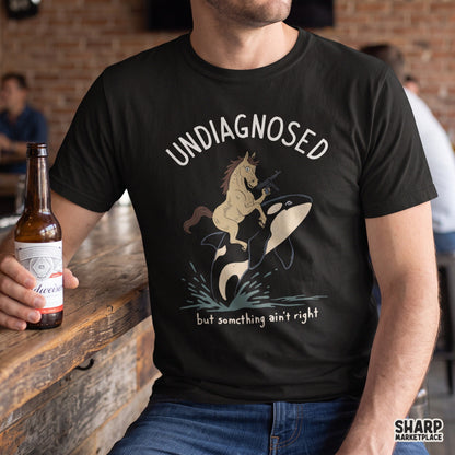 Undiagnosed But Something Ain't Right funny horse riding orca weirdcore meme PNG digital download design for t-shirts