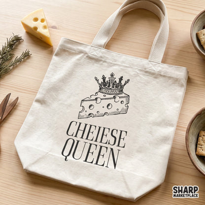 Funny Cheese Queen design featuring a Swiss cheese slice with a crown for sarcastic foodie t-shirts and digital crafts