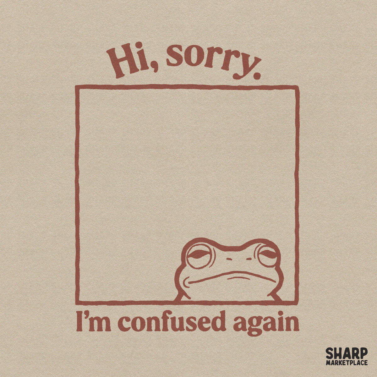Funny retro confused frog meme PNG digital design for t-shirts and print on demand apparel