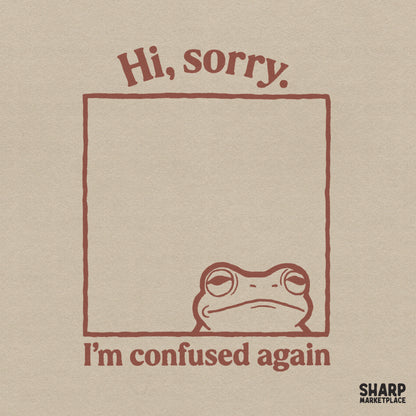 Funny retro confused frog meme PNG digital design for t-shirts and print on demand apparel