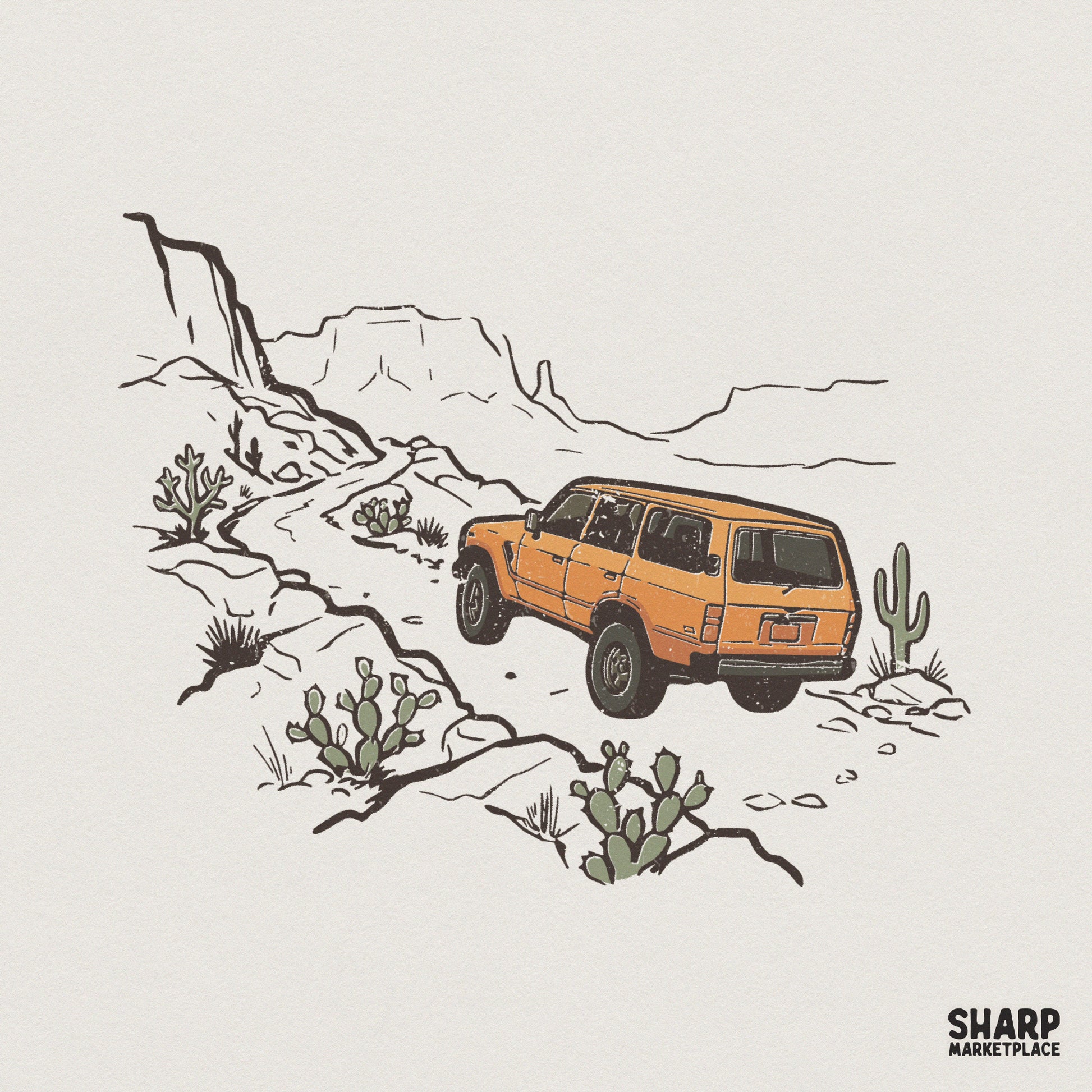 Offroad Adventure PNG, Vintage SUV Desert Digital Design - 300 DPI Design