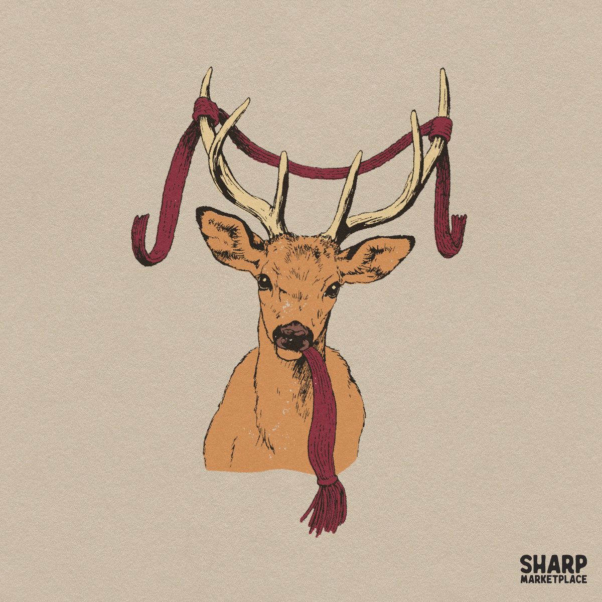 Handsome Buck Wearing Warm Orange Scarf Fall PNG, Trendy